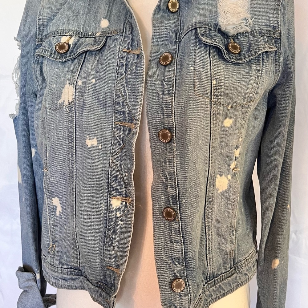 Boom Boom Jeans Distressed Blue Jean Jacket